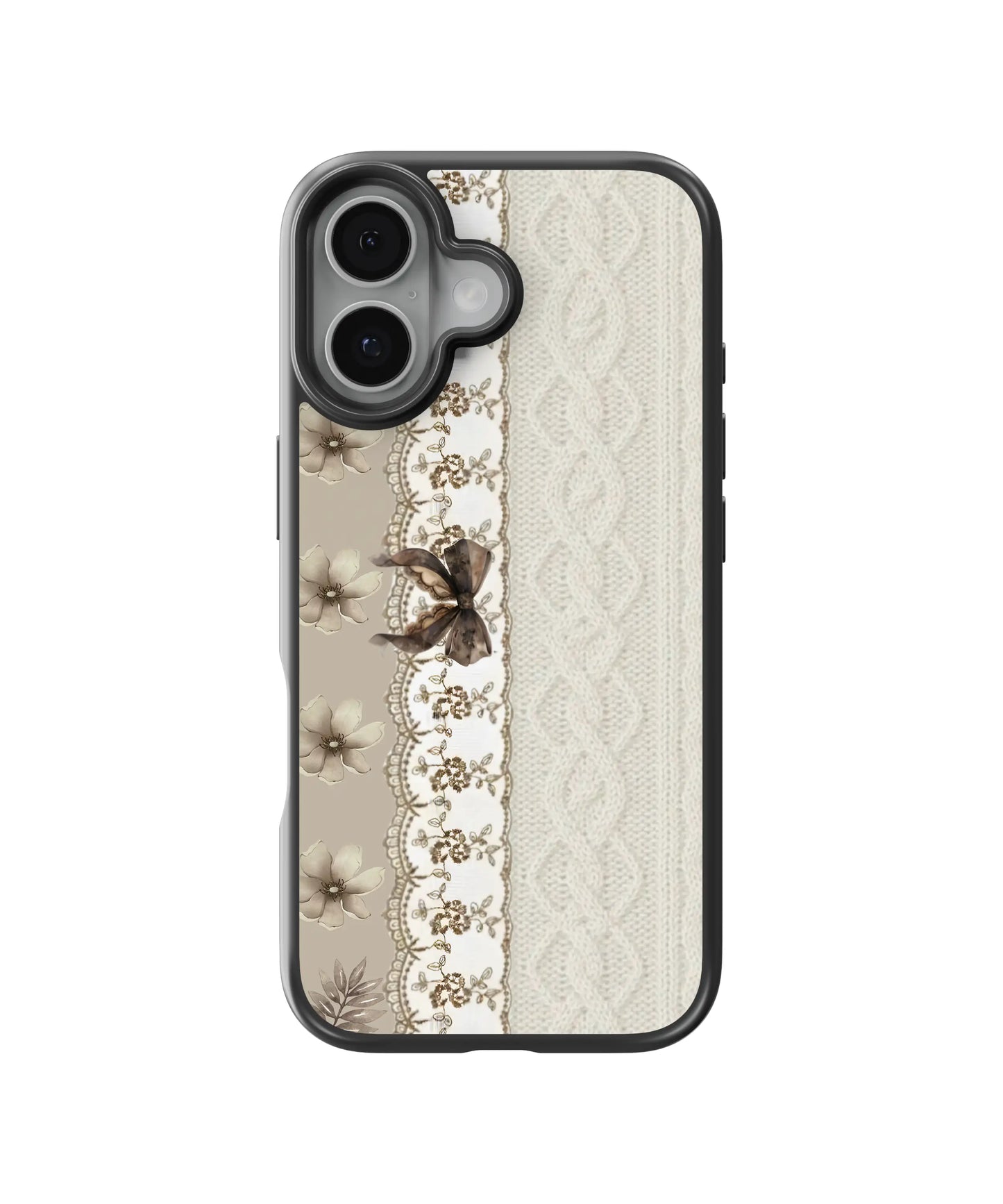 Beige Lace Bow Telefon Kılıfı