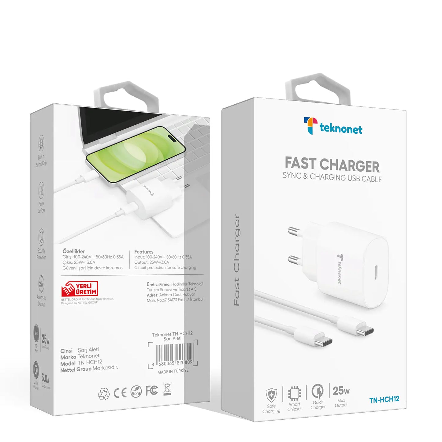 25W 3000 mAh Type-C Kablo + Şarj Aleti