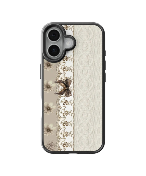 Beige Lace Bow Telefon Kılıfı