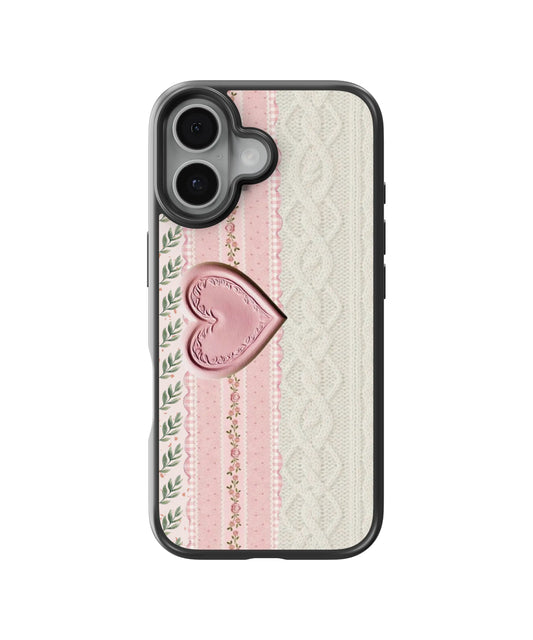 Pink Rose Heart Telefon Kılıfı