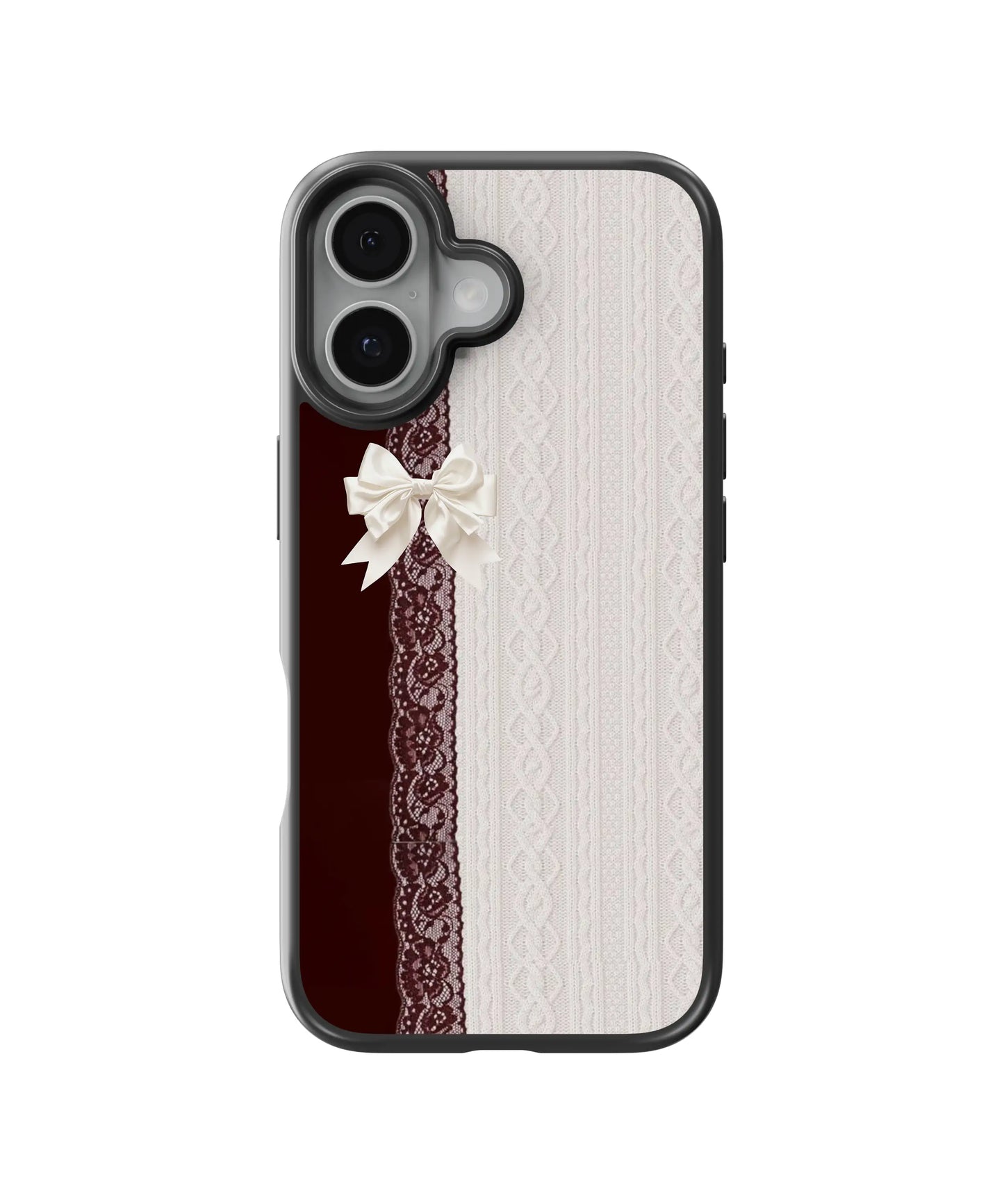 Burgundy Lace Bow Telefon Kılıfı